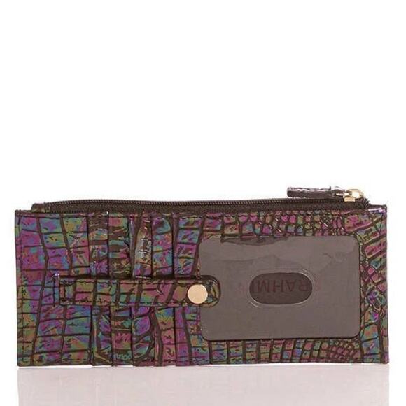 BRAHMIN Credit Card Wallet Black Pearl Ombre Melbourne Genuine Leather NWT - Picture 2 of 12